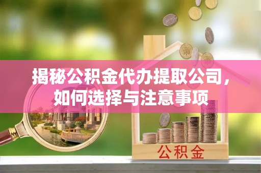 潍城揭秘公积金代办提取公司，如何选择与注意事项